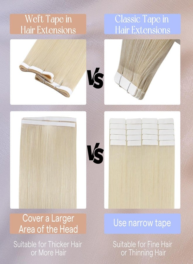 فل شاين وصلات شعر أشقر لامع بالكامل، لون شعر بشري 60 أشقر، وصلات شعر لاصقة طويلة من البولي يوريثان، وصلات شعر منسوجة بتقنية جينيوس، شريط لاصق عريض غير مرئي، 50 غرام، 18 بوصة، محاذاة طبقة الكيوتيكل، تسريحات شعر للعرائس، طبيعي - Image 4